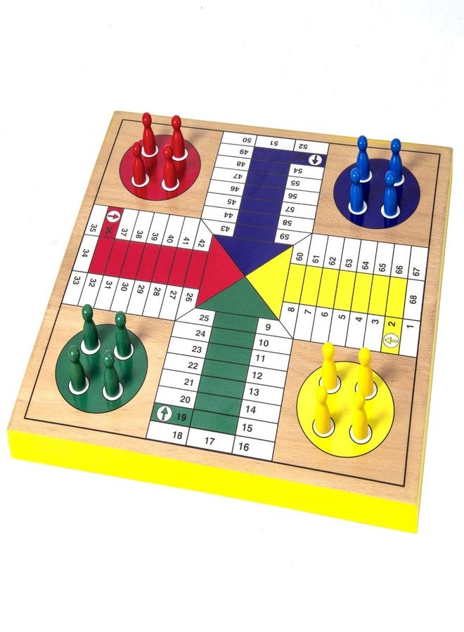 AMEROUS 12 inches Wooden Ludo Board Game - Snakes and Ladders, 2 in 1 Reversible, 1-4 Players Family Dice Games Set for Kids, Adults, Classics Tabletop Version (Gift Box Packed) - Image 2